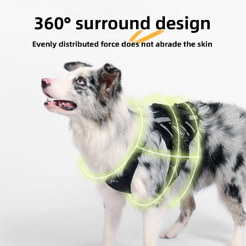 

Wakytu Escape Proof Pet Harness No Pull Reflective Adjustable Soft Padded Pet Vest Service Dog Harness Handle Climbing M чёрный