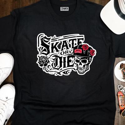 Skate or Die Skater T-Shirt Unisex - Erwachsenes Skateboard T-Shirt - SKATE