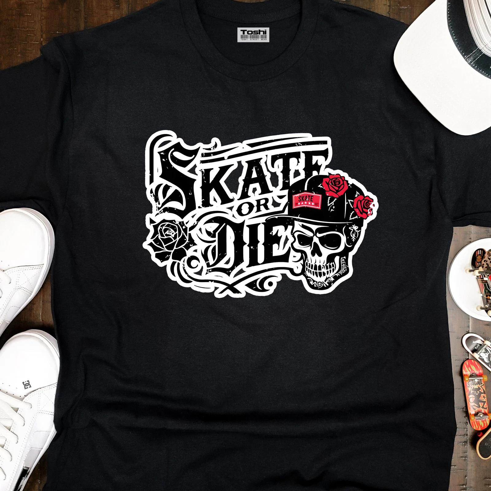 Skate or Die Skater Tee Unisex - Adult Skateboarding Skateboard T-Shirt - SKATE L
