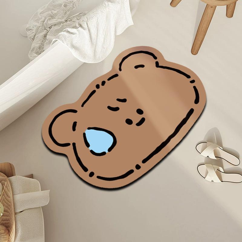 Cartoon Animal Doormat - Diatomaceous Earth Entrance Mat, Quick-Dry Absorbent Floor Mat For Bathroom, Durable And Non-Slip For Home Entryway