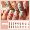 24 Stück Quadratische Falschnägel Aufdrücknägel Künstliche Nägel Falsche Nägel Aufklebenägel mit Blumendesigns Französische Nagelspitzen