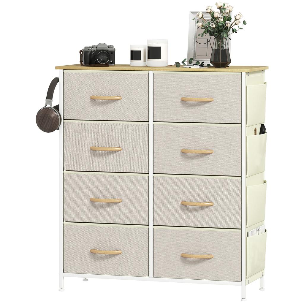 Chest of Eight Fabric Drawers - Beige