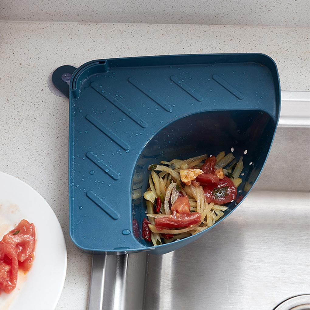 Sink Basket Triangular Draining Sink Rack Suction Cup Plastic Kitchen