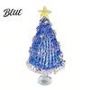 Small Christmas Tree Decor Hand Blown Glass Figurine with Golen Star Seasonal Table Ornament Mini Xmas Ornament Handmade Desktop Holiday Decoration