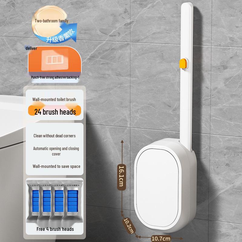 Wandmontiertes Toilettenbürsten-Set mit Einweg-Ersatzköpfen