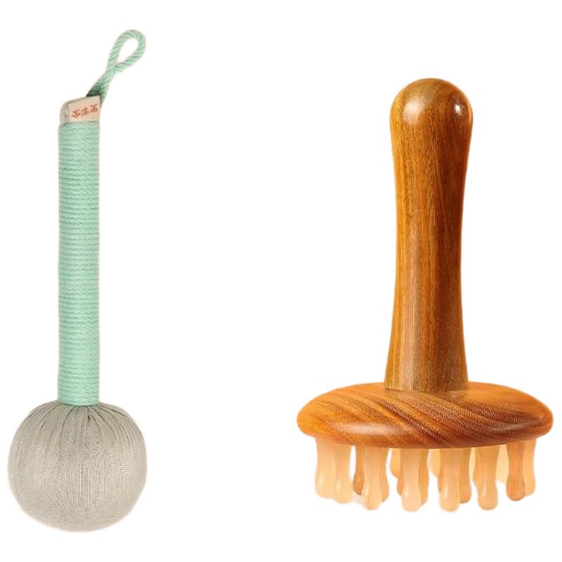 Mugwort Massage Hammer with Abdominal Brush