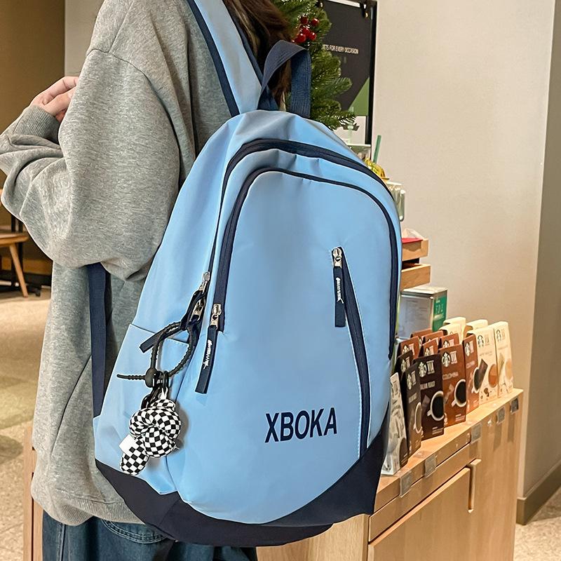 

Schoolbag Female Student Backpack Large Capacity Casual Fashion Versatile College Contrast Color Backpack Double Back синій
