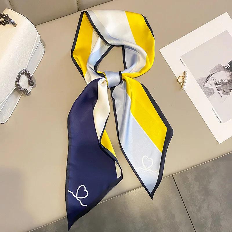 Luxury Long Silk Scarf Female Animal Horse Print Thin Narrow Scarf Bag Hair Band Ribbon Scarfs Women Neckerchief