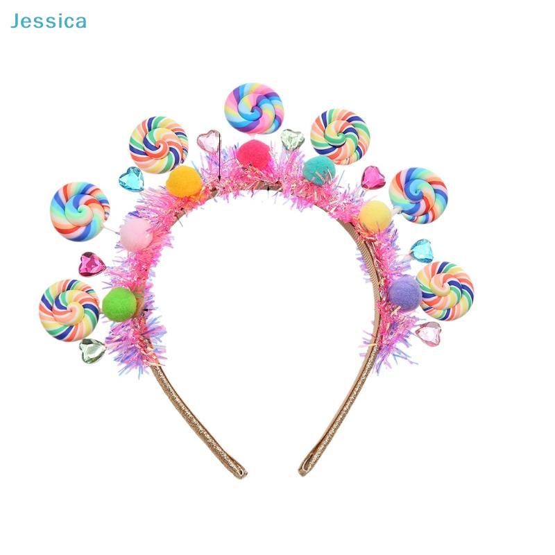 Bunte Pompon & Lutscher Stirnbänder - 1 Stück Lustiges Party Haaraccessoire für Mädchen