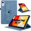 Case for Xiaomi Redmi Pad SE 11 Inches, Blue Tree Relief Synthetic Leather Rotating Cover