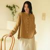 Cotton and Linen Women's Clothing 1116 Early Autumn New Long-sleeved Linen Shirt Women's Loose Retro Shirt Temperament Versatile Top