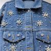 European Station Autumn New Temperament Lapel Heavy Industry Nail Drill Loose Casual Denim Jacket Women's Cross-border Trendy Brand