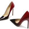 Mode Damen Schuhe mit schlankem Absatz Herbst Neu Spitzschuh Leichter Ausschnitt Farbverlauf Rutschfest Verschleißfest Hohe Absätze