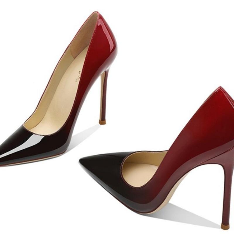 Mode Damen Schuhe mit schlankem Absatz Herbst Neu Spitzschuh Leichter Ausschnitt Farbverlauf Rutschfest Verschleißfest Hohe Absätze