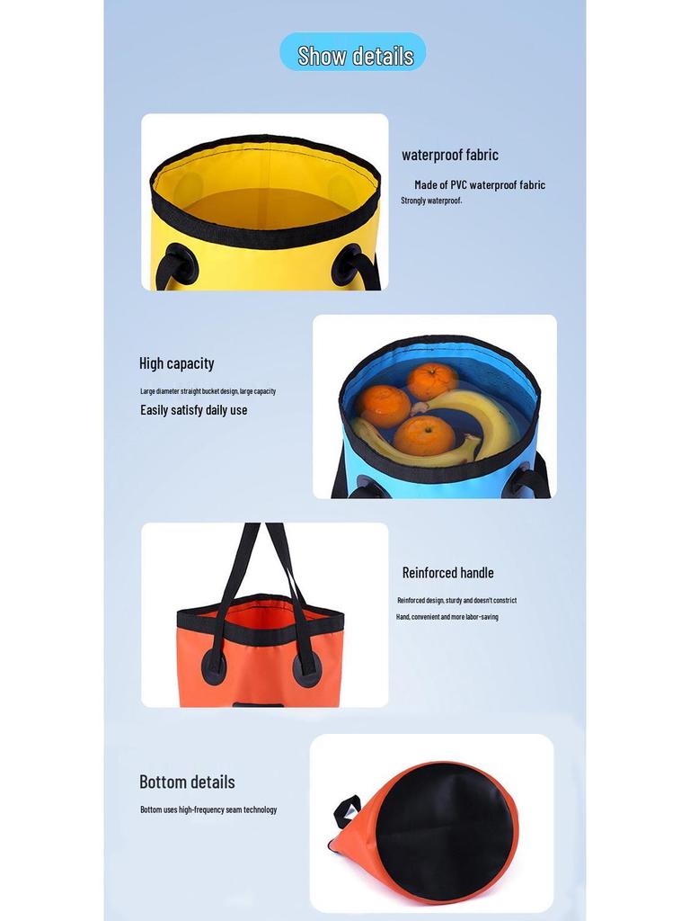 Waterproof PVC Folding Bucket for Fishing, Camping, Car Washing & Storage