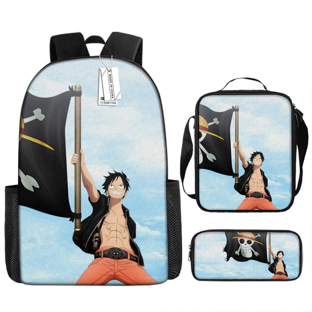 

Периферийный Рюкзак Школьный Студенческий ONE PIECE Мультяшный Школьный Рюкзак Детский Рюкзак Ранец из трех частей pencil case