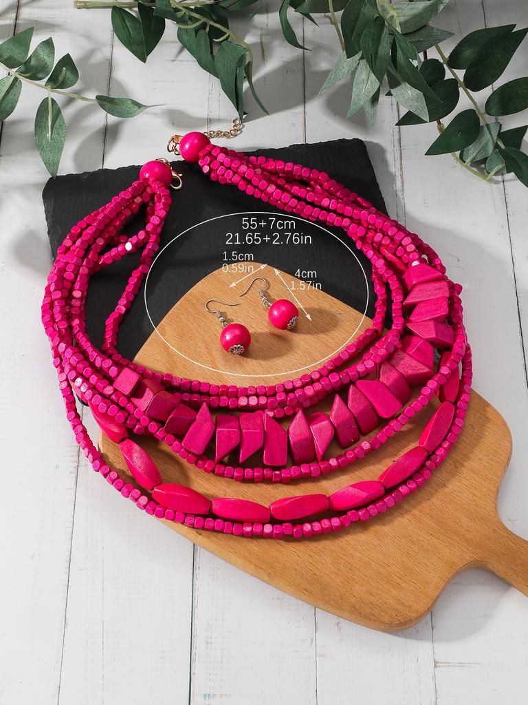 New Bohemian Handmade Beaded Seed Bead Necklace European American Exaggerated Retro Style Women Jewelry