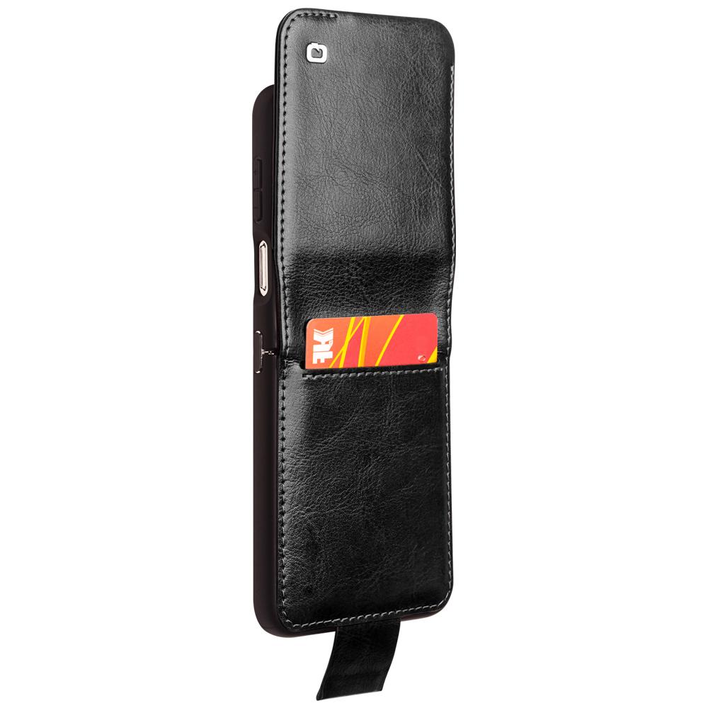 QIALINO For Samsung Galaxy Z Flip5 5G Genuine Cow Leather+PC Phone Case Card Holder Slim Fit Cover