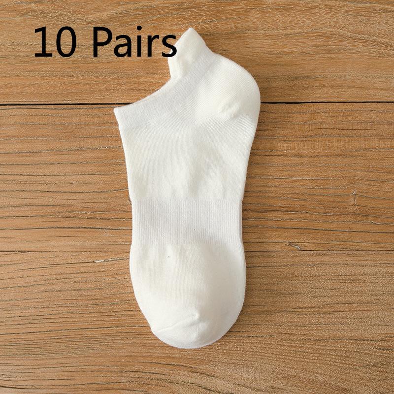 10 Pairs of Men's Short for Summer, Thin, Breathable, Moisture-wicking, Men's Low-top Solid Color Anti-odor, Shallow Opening Sweat-absorbing Socks