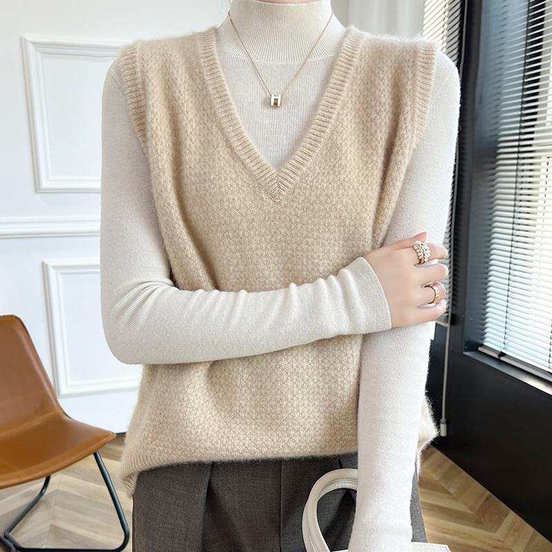 Women's Cashmere Vest Qinghe Cashmere 30% Cashmere 70% Wool Autumn and Winter Cashmere Vest Soft and Warm