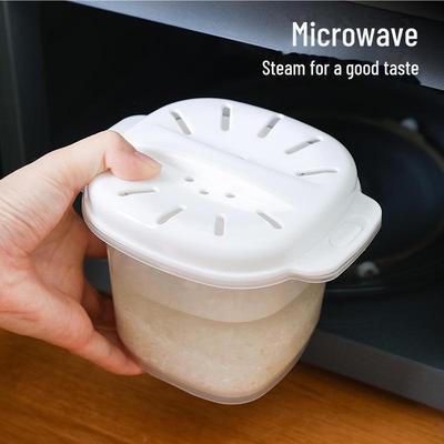 Multi-functional Microwave Steaming & Heating Lunch Box with Rice Washing, Draining, Storage, and Fresh-Keeping Features.