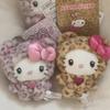 Sanrio Leopard Print Bear Series Hello Kitty Plush Keychain Bag Pendant Ornament Sweet Birthday Gift For Kids And Girls