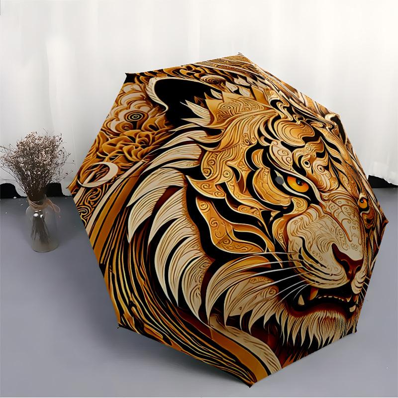 1PC Tiger Print Automatic Open/close, All-Season Portable Folding Umbrella for Women & Men yy250919163