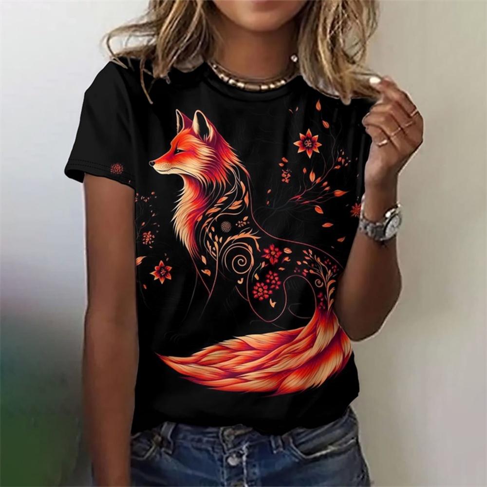 3D Printed T-Shirt for Women Cartoon Animals Graphic Tees Summer Fashion Harajuku T Shirts O-Neck Short Sleeves Shirt