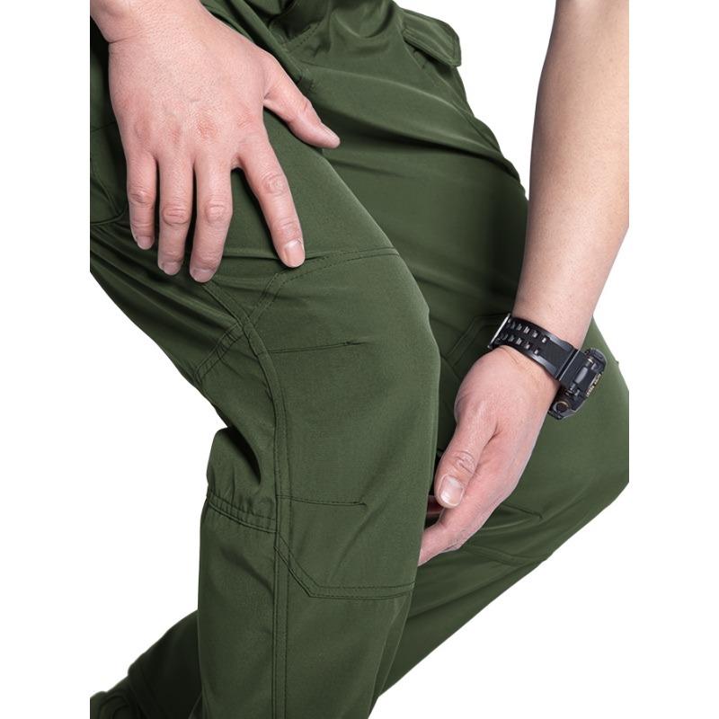 Men'S Tactical Cargo Pants - Spring & Autumn Regular Fit, Breathable Quick-Dry Fabric, Multiple Pockets with Adjustable Straps (Belt Not Included)