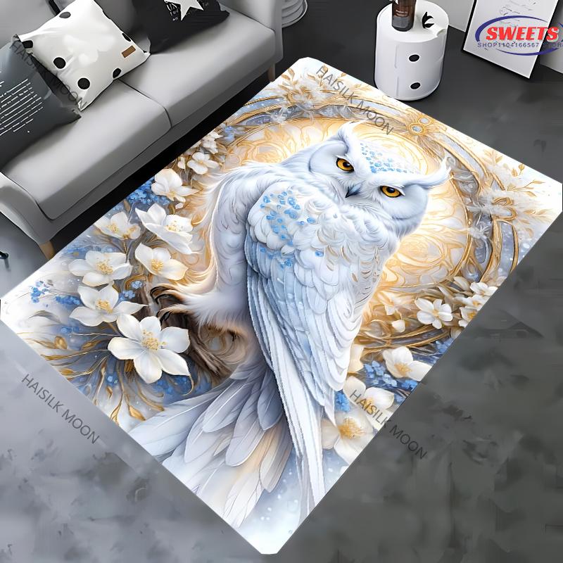 Vintage Mystery Owl Printed Carpet Rug for Bedroom Living Room Sofa, Study Yoga Non-Slip Rug, Decorative Mat Multi-Size Optional