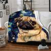 1pc Pug Art Print Blanket Lightweight Flannel Blanket Throw Blanket For Sofa, Bed, Travel, Camping, Livingroom, Couch, Chair, And Bed yy2509026191