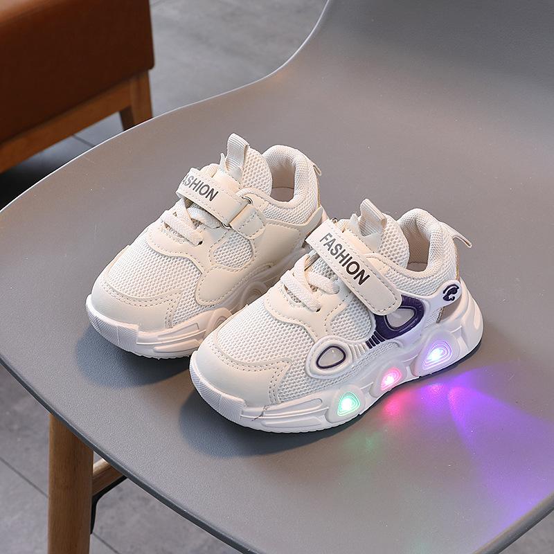 2024 New Children Designer Versatile Soft Soled Light Up Sneakers Autumn New Breathable Antiskid Mesh Casual Shoes Tenis De Niño