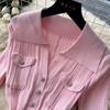 Brand Fashion Vintage Turn-down Collar Knit Maxi Dress Elegant Single-breasted A-line Long Shirt Dress Lady Party Dress