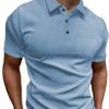 Men S Short Sleeve Polo Shirt Button Pocket Loose Summer Top