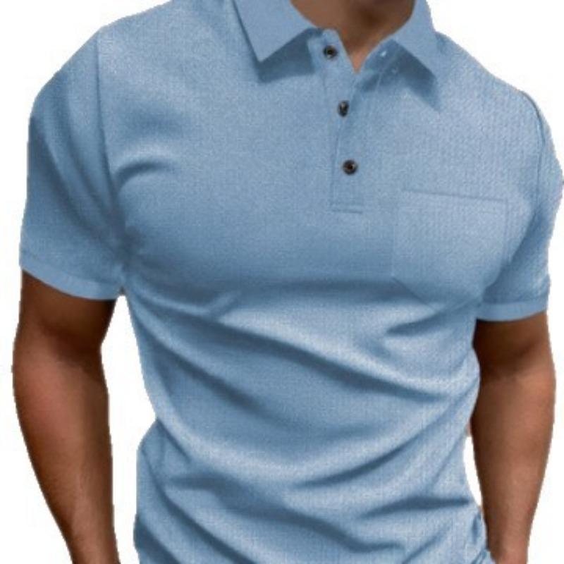Men S Short Sleeve Polo Shirt Button Pocket Loose Summer Top