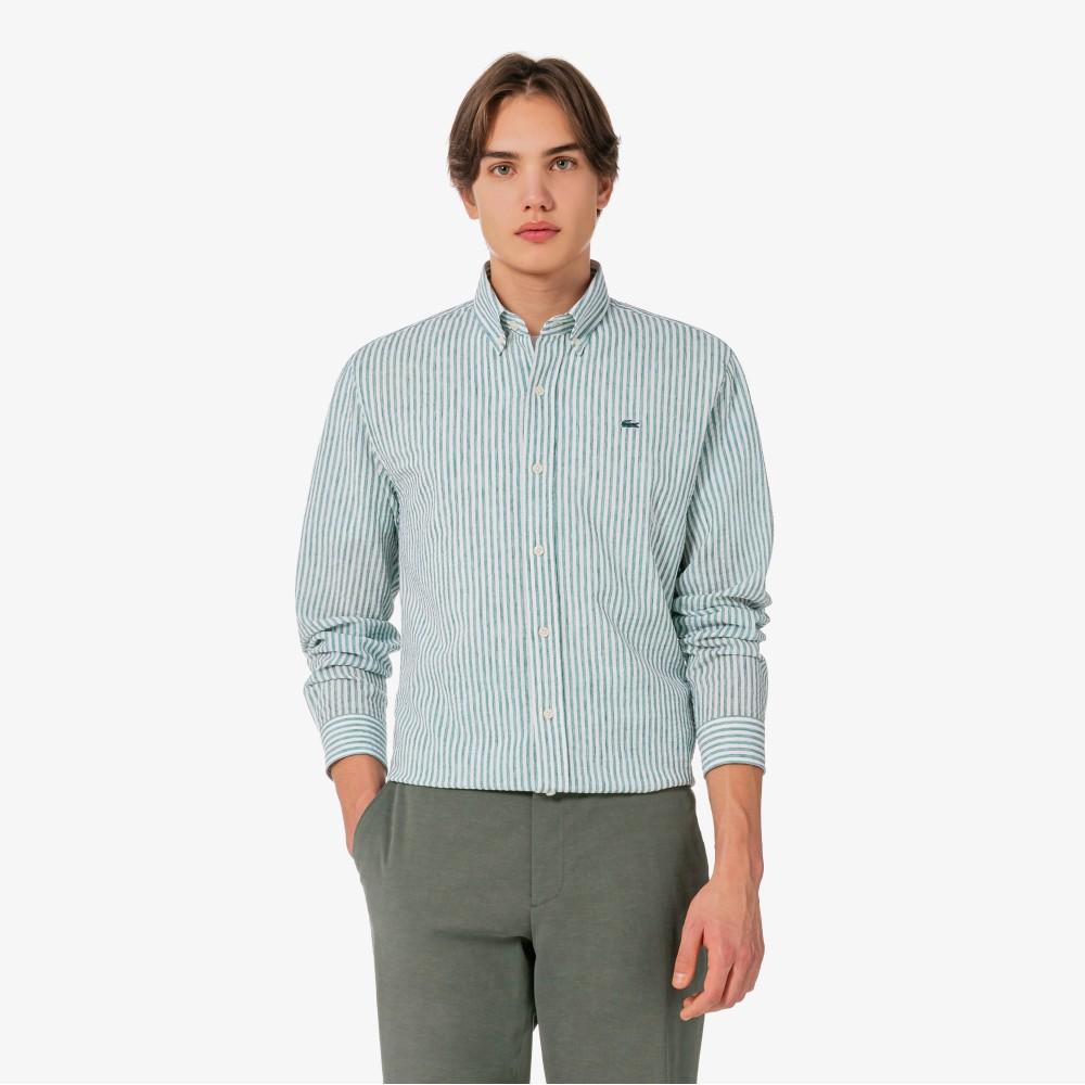 Lacoste Men's Linen Blend Stripe Shirt CH838E-56G132