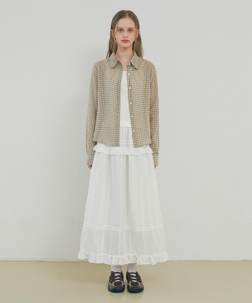 Belloel Frill Tiered Long Skirt Ivory