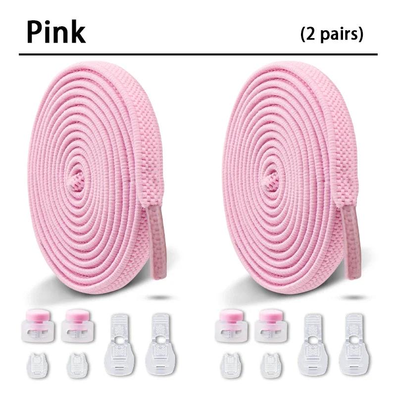 New Elastic Shoe Laces Round Snap Lock Flat Shoelaces Without Ties Kids Adult Quick Shoelace Shoe Accessories 2 Pair