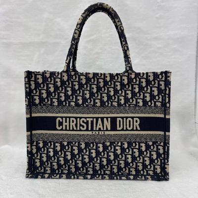 [Gebraucht] Book Tote Medium Blau Leinwand Besticktes Monogramm Handtasche - Ausgezeichnet #1H1AXV3
