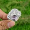 Oval African Amethyst Stone Bezel Promise Boho Ring Jewelry 925 Sterling Silver