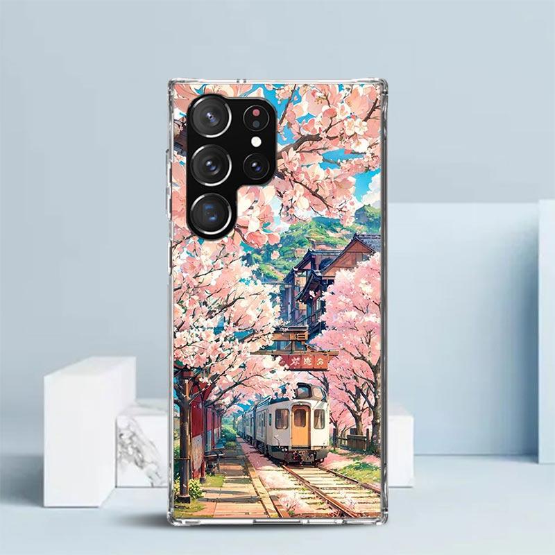 Anime Aesthetic Scenery Phone Case For Samsung Galaxy S24 S25 Edge S26 Ultra S22 S23 Plus S21 + S20 FE Soft TPU Back Cover Galax