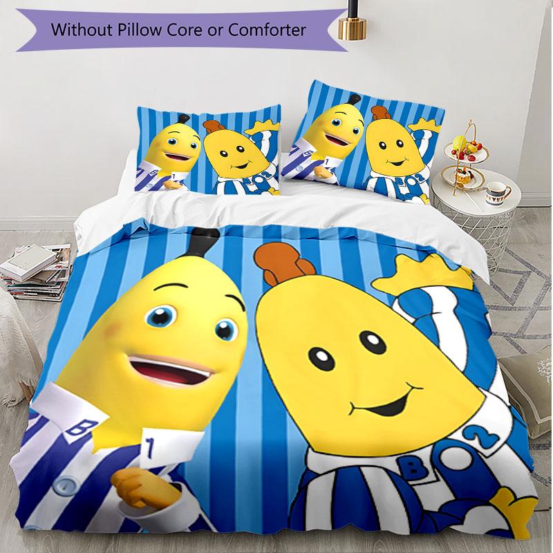3pcs Duvet Cover Set (1*Duvet Cover + 2*Pillowcase, Without Core), Bananas in Pyjamas Print Soft All‑Season Bedding Set, Home Bedroom Decor Gift