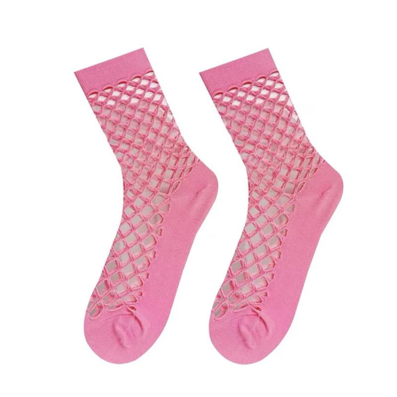 Summer Socks Women'S Solid Color Hole Socks Style White Breathable Thin Mesh Hollow Tube Socks