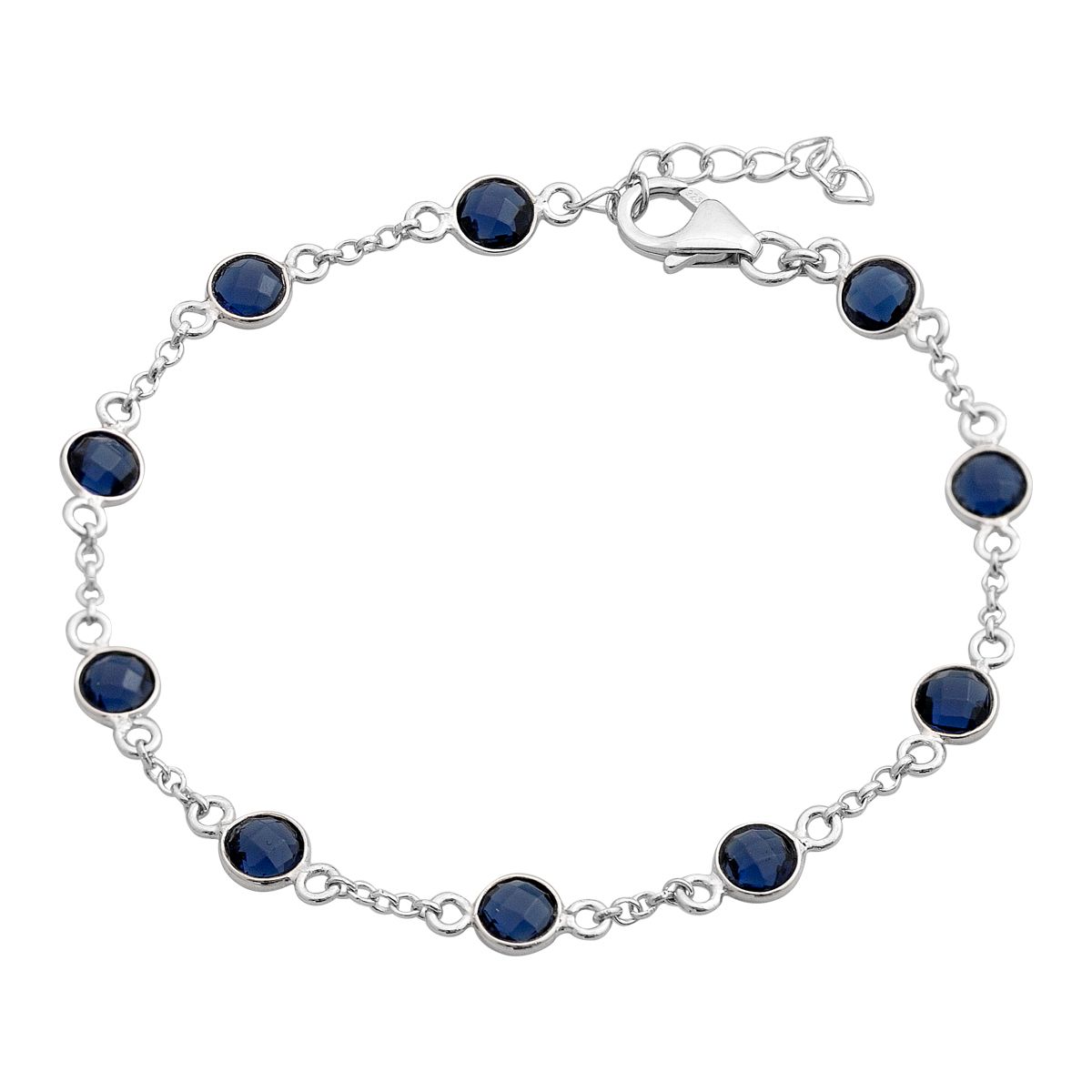 

Срібний браслет із сапфіром nano 4.45ct, вага виробу 3,43 гр (2173380) 18-21cm синій