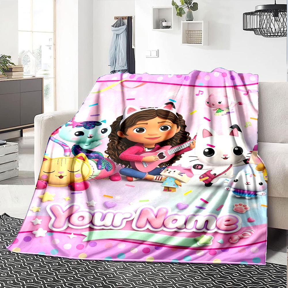 Name Custom Gabby Print Flannel Blanket High Quality Warm Comfortable Cover for All Seasons Perfect for Gifts Home Decor