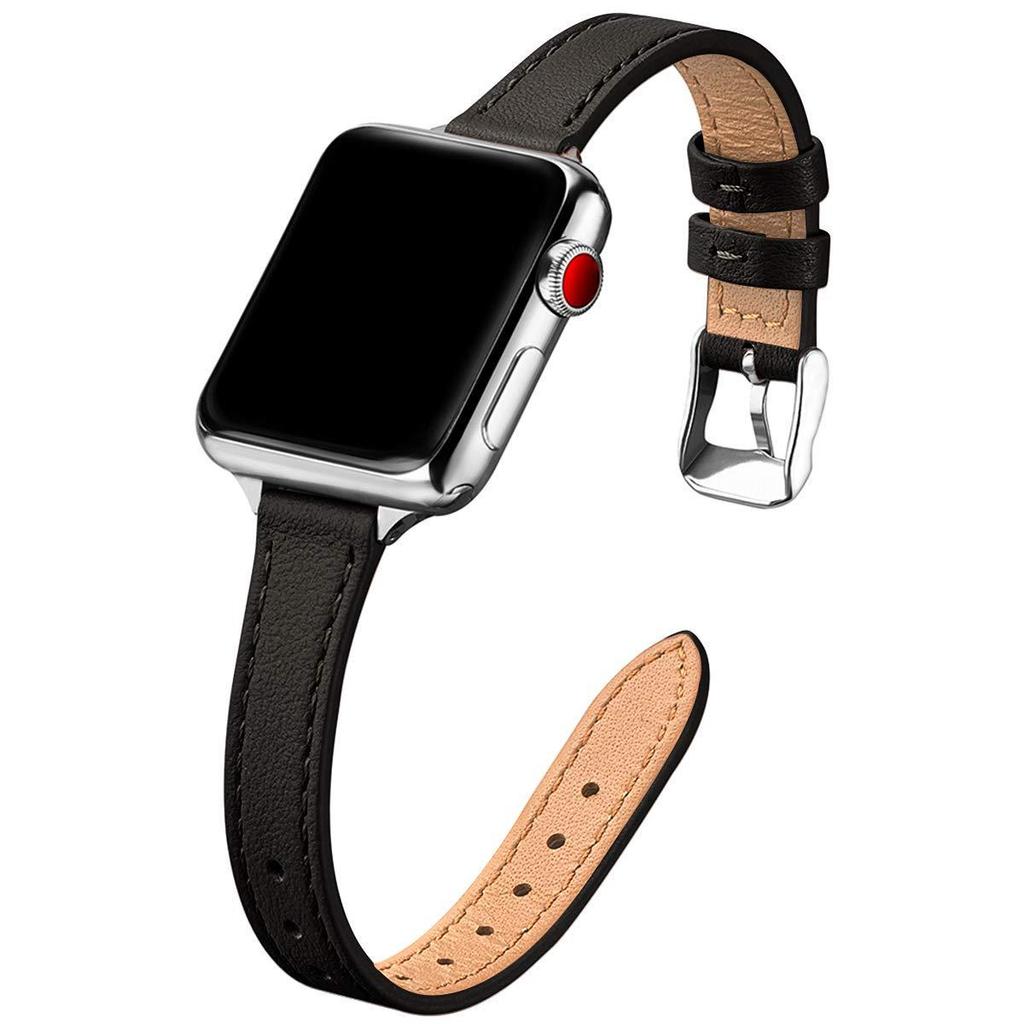 Compatible Genuine Leather Thin Strap for Apple Watch Series 4-8/SE 38mm/40mm