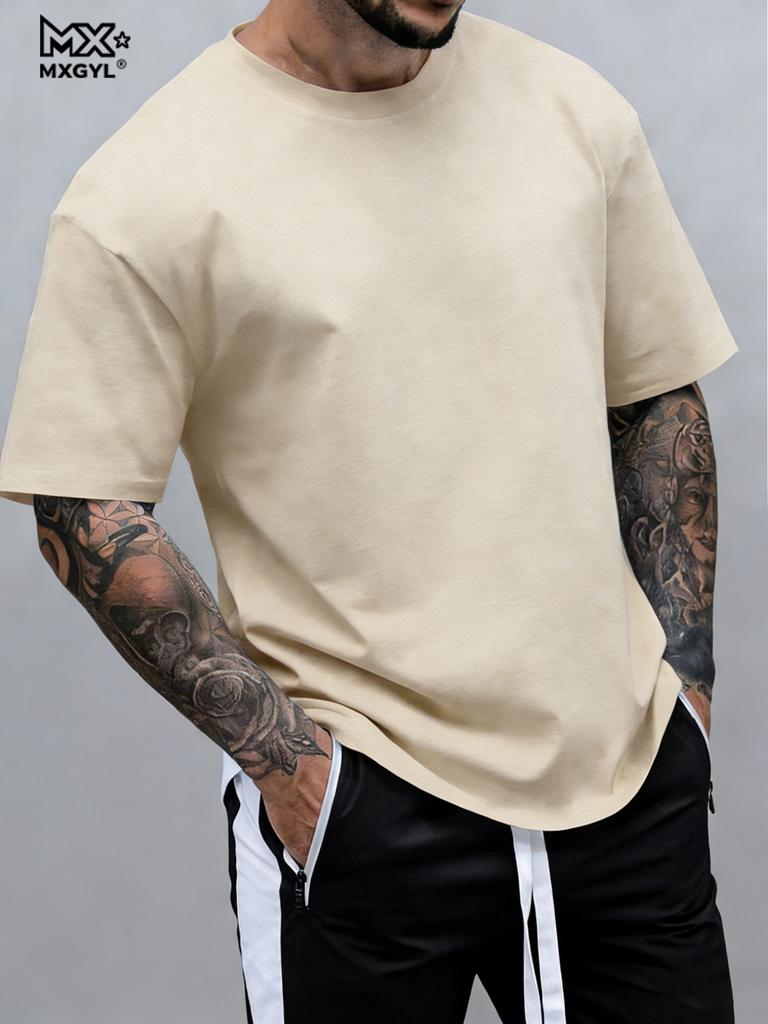 Summer men's casual sports loose plus size whatever letter printed comfortable round neck short sleeved T-shirt