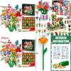 Bloemenboeket Kerst Aftelkalender Adventskalender Blind Box Blokkenset Met Doe-het-zelf Plezier Voor Huis Vakantie Decoratie