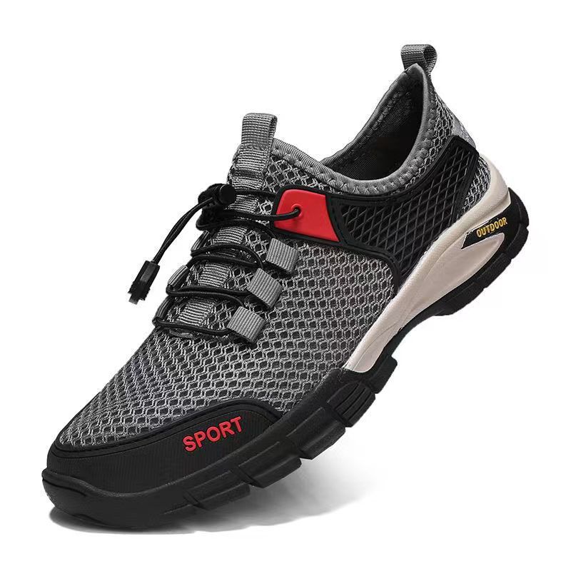 

Men s shoes summer breathable mesh shoes casual sports shoes men s hollow hole shoes outdoor hiking shoes men s summer sandals 44 сірий колір