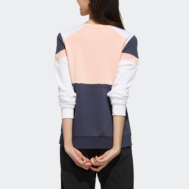 adidas Neo American Retro Color Block Badge Casual Crew Neck Sports Sweatshirt Women Sweatshirt Bright-Pink EI4550
